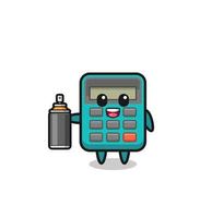 the cute calculator as a graffiti bomber vector
