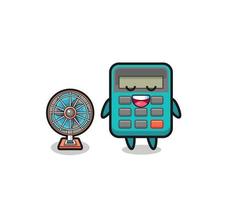 cute calculator is standing in front of the fan vector