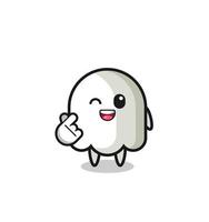 personaje fantasma haciendo corazón de dedo coreano vector