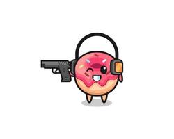 illustration of doughnut cartoon doing shooting range vector