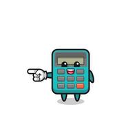 calculator cartoon with pointing left gesture vector