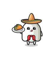 ghost Mexican chef mascot holding a taco vector