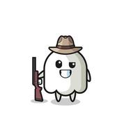 ghost hunter mascot holding a gun vector