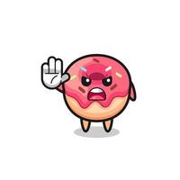doughnut character doing stop gesture vector