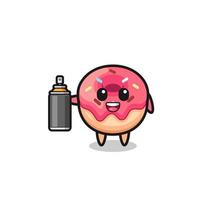 the cute doughnut as a graffiti bomber vector