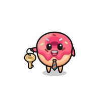 cute doughnut as a real estate agent mascot vector