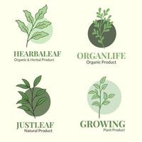 Leaves Leaf Modern Simple Logo Brand Natural Organic Outline Style illustration vector