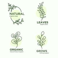 Leaves Leaf Modern Simple Logo Brand  Natural Organic Outline Style illustration vector