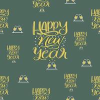 Feliz año nuevo texto diseño de patrones sin fisuras para decoración, papel tapiz, papel de regalo, tela, telón de fondo, etc. vector