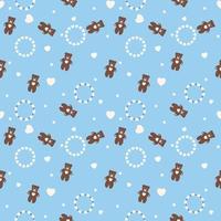 bear pattern on blue backgound design for decorating, wallpaper, wrapping paper, fabric, backdrop and etc. vector