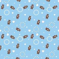 bear pattern on blue backgound design for decorating, wallpaper, wrapping paper, fabric, backdrop and etc. vector