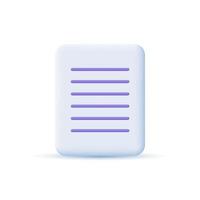 Document icon. File, clipboard, checklist, business, office, finance, work. 3D design concept. Vector illustration