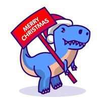 Christmas dino mascot vector