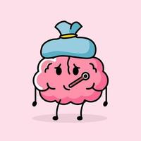 Cute brain mascot vector