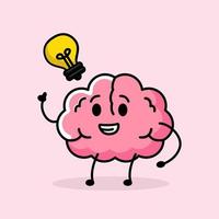 Cute brain mascot vector