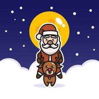 Santa and Reindeer mascot vector