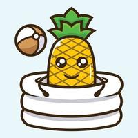 Pineapple cute mascot design vector