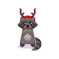 cute racoon christmas vector