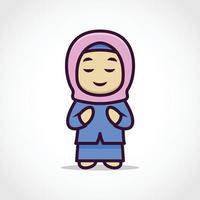 Cute muslim character mascot design vector