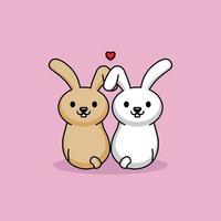 couple rabbit valentine vector
