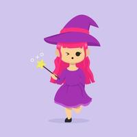 Cute witch mascot vector