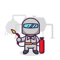 Cute welder kid mascot vector