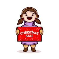 Christmas sale kids mascot vector