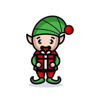 Cute elves Christmas mascot vector