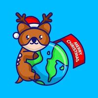 Cute christmas and earth vector