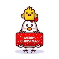 Christmas chick and hen vector