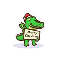 Crocodile christmas mascot vector