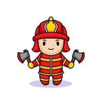 cute firefighter mascot vector