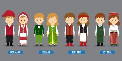 Character in Different National Costumes vector