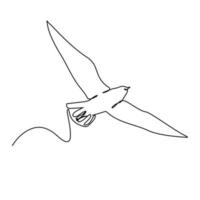 continuous line flying seagull simple style vector