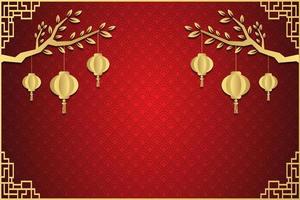 luxury chinese lantern background template vector