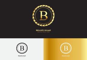 concepto de logotipo de lujo oro letra b vector