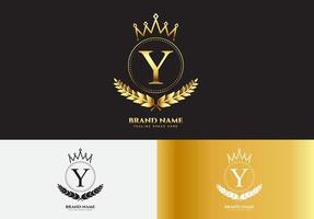 Letter Y gold luxury crown logo concept vector