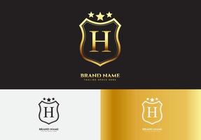 Letter H gold luxury star logo concept vector