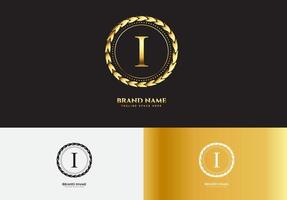 letra i, oro, lujo, logotipo, concepto vector