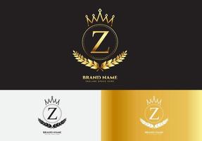 Letter Z gold luxury crown logo concept vector