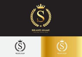 Letter S gold luxury crown logo concept vector