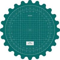 Vector Round Cutting Mat, high detail design, in metric dimensions R32 with round edges. Round cutting mat background in green color for technical, drawing or decoration background template.