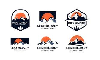 illustration vector graphic of mountain and moon logo design collection suitable for adventure or travel business, etc.