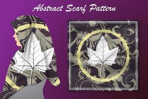 Abstract scarf pattern design for hijab fashion. Hijab scarf with splash brush ink and leaves for Printing Production vector