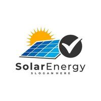 Verifique la plantilla de vector de logotipo solar, conceptos de diseño de logotipo de energía de panel solar creativo