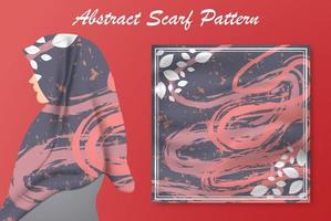 Abstract scarf pattern design for hijab fashion. Hijab scarf with splash brush ink and leaves for Printing Production vector