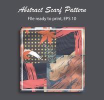 Abstract scarf pattern design for hijab fashion. Hijab scarf with splash brush ink and leaves for Printing Production vector