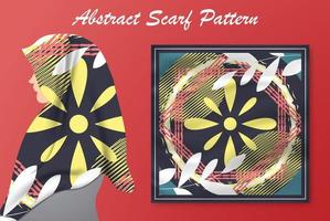 Abstract scarf pattern design for hijab fashion. Hijab scarf with splash brush ink and leaves for Printing Production vector