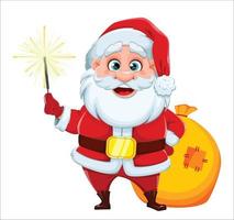 Cheerful Santa Claus holding magic wand