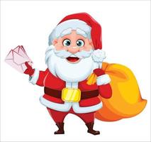 Cheerful Santa Claus holding letters vector